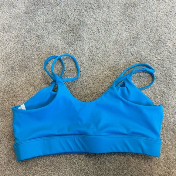 Womens Blue Strappy sweetheart neckline crisscross Sports Bra gym fitness yoga - Picture 7 of 13